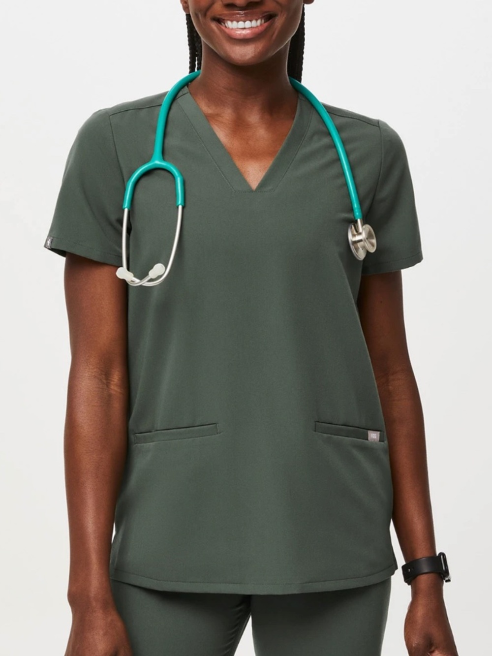 FIGS Casma Scrub Top in Moss Green size XS